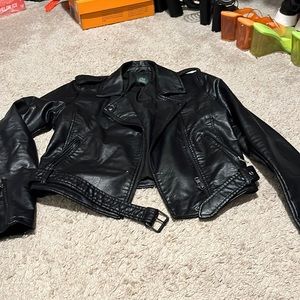 All black leather jacket